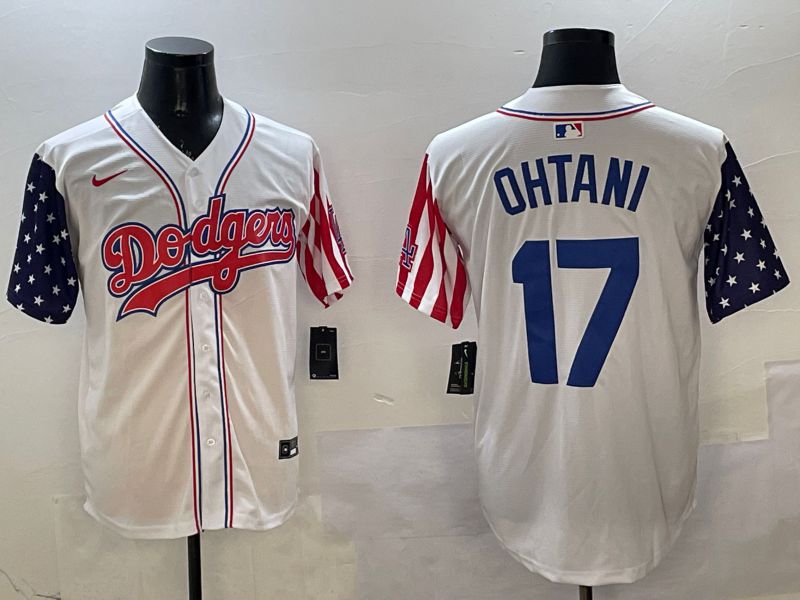 Men Los Angeles Dodgers #17 Ohtani White a generation of national flags Joint name 2025 Nike MLB Jersey style 12->los angeles dodgers->MLB Jersey